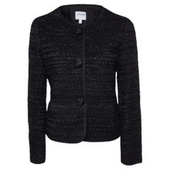 Armani Collezioni Schwarze Tweed-Jacke mit Knopfleiste vorne S