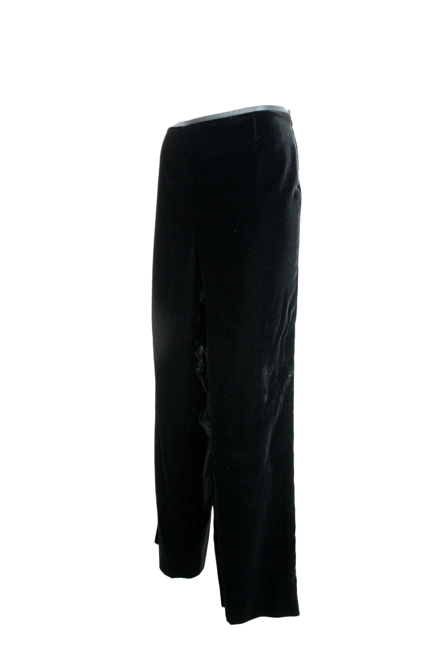 Women's Armani Collezioni Black Velvet Wide Leg Large Evening Trousers 