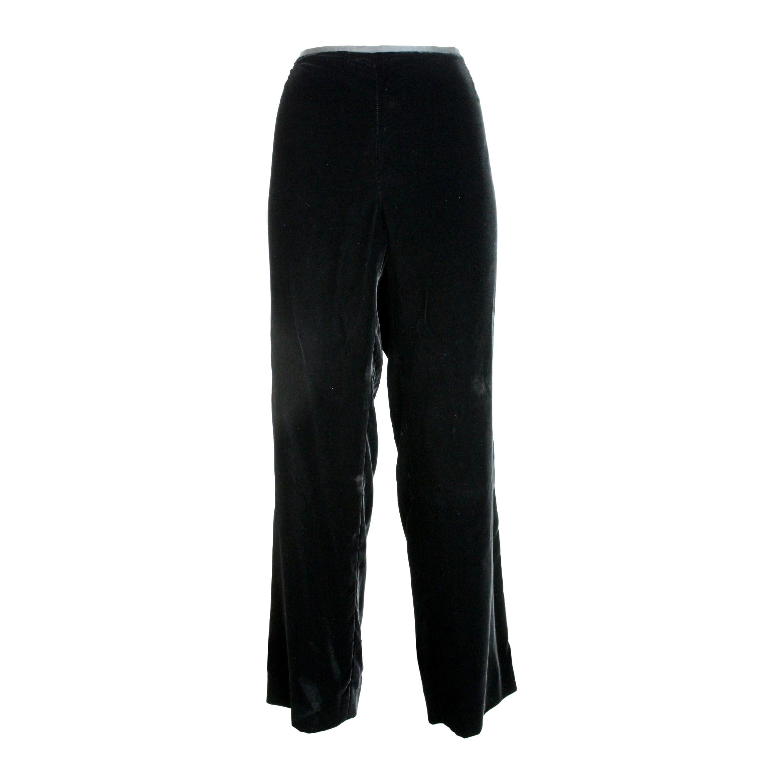 Armani Collezioni Black Velvet Wide Leg Large Evening Trousers 