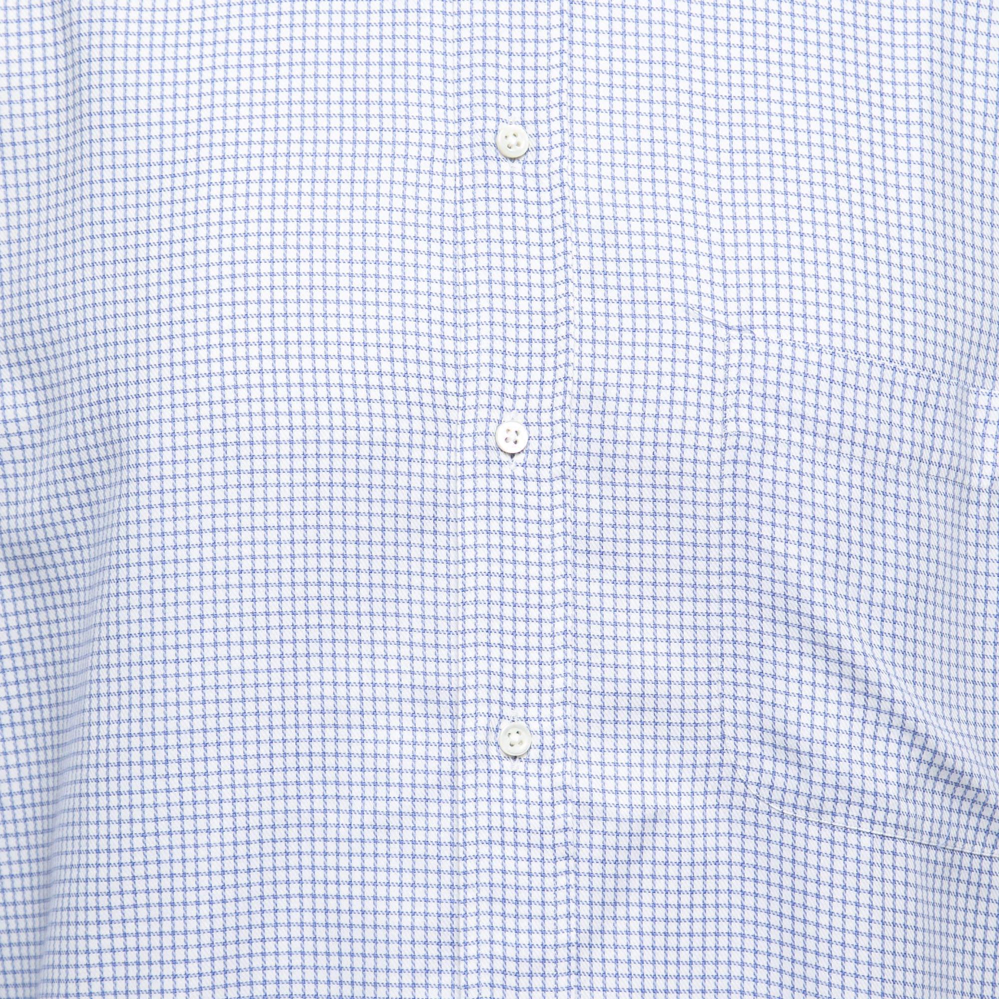 Armani Collezioni Blue Checked Cotton Button Front Full Sleeve Shirt M In Good Condition For Sale In Dubai, Al Qouz 2