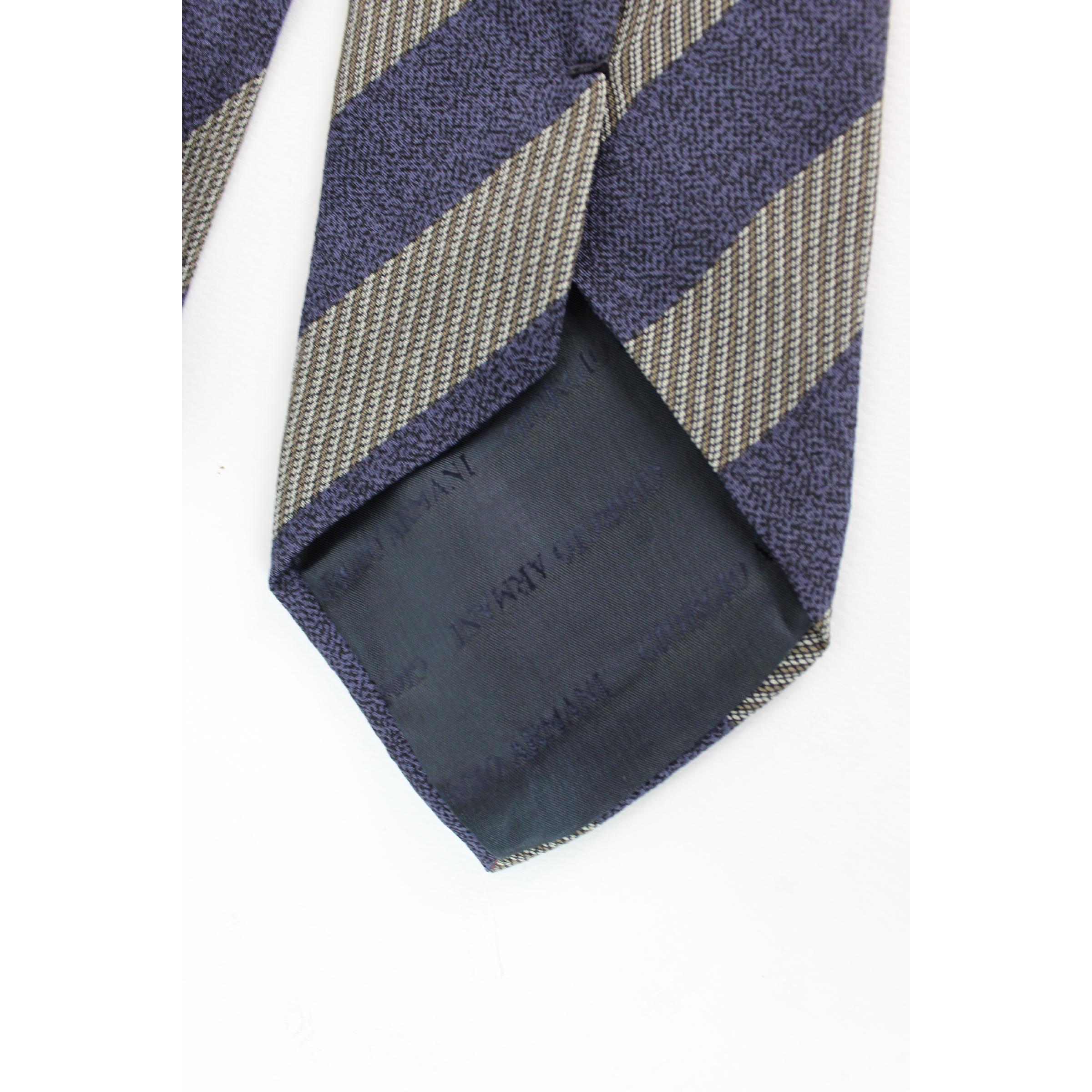 Men's Armani Collezioni Blue Gray Silk Pinstripe Classic Tie 90s