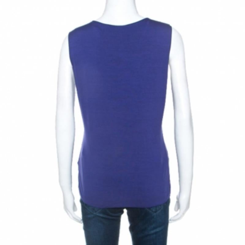 Bleu Armani Collezioni Blue Jersey Tank Top L en vente