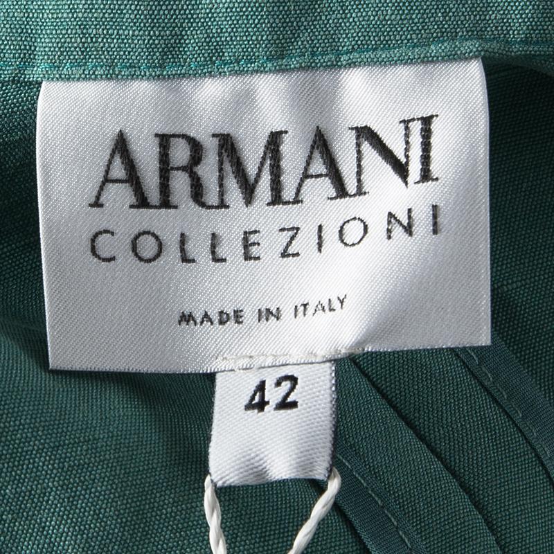 Armani Collezioni Blue Silk Linen Blazer and Pencil Skirt Set M 2