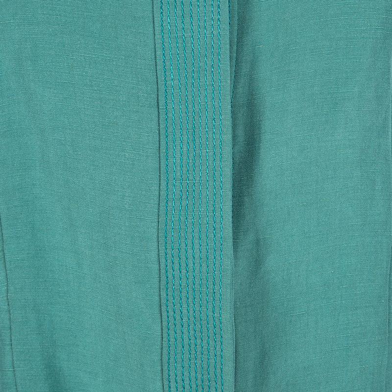 Armani Collezioni Blue Silk Linen Blazer and Pencil Skirt Set M 4