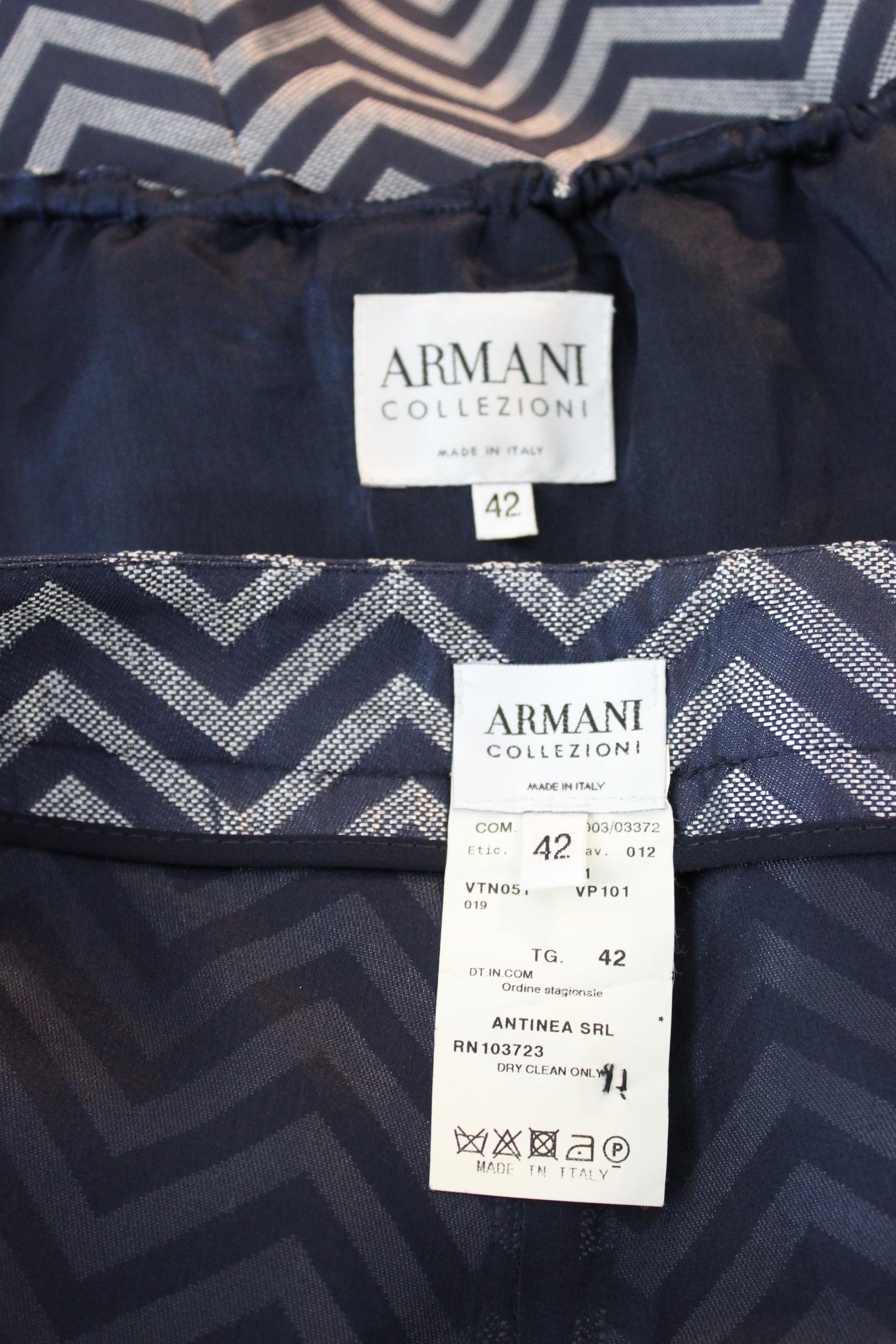 Armani Collezioni Blue Silver Silk Evening Skirt Suit and Jacket  3
