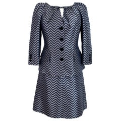 Retro Armani Collezioni Blue Silver Silk Evening Skirt Suit and Jacket 