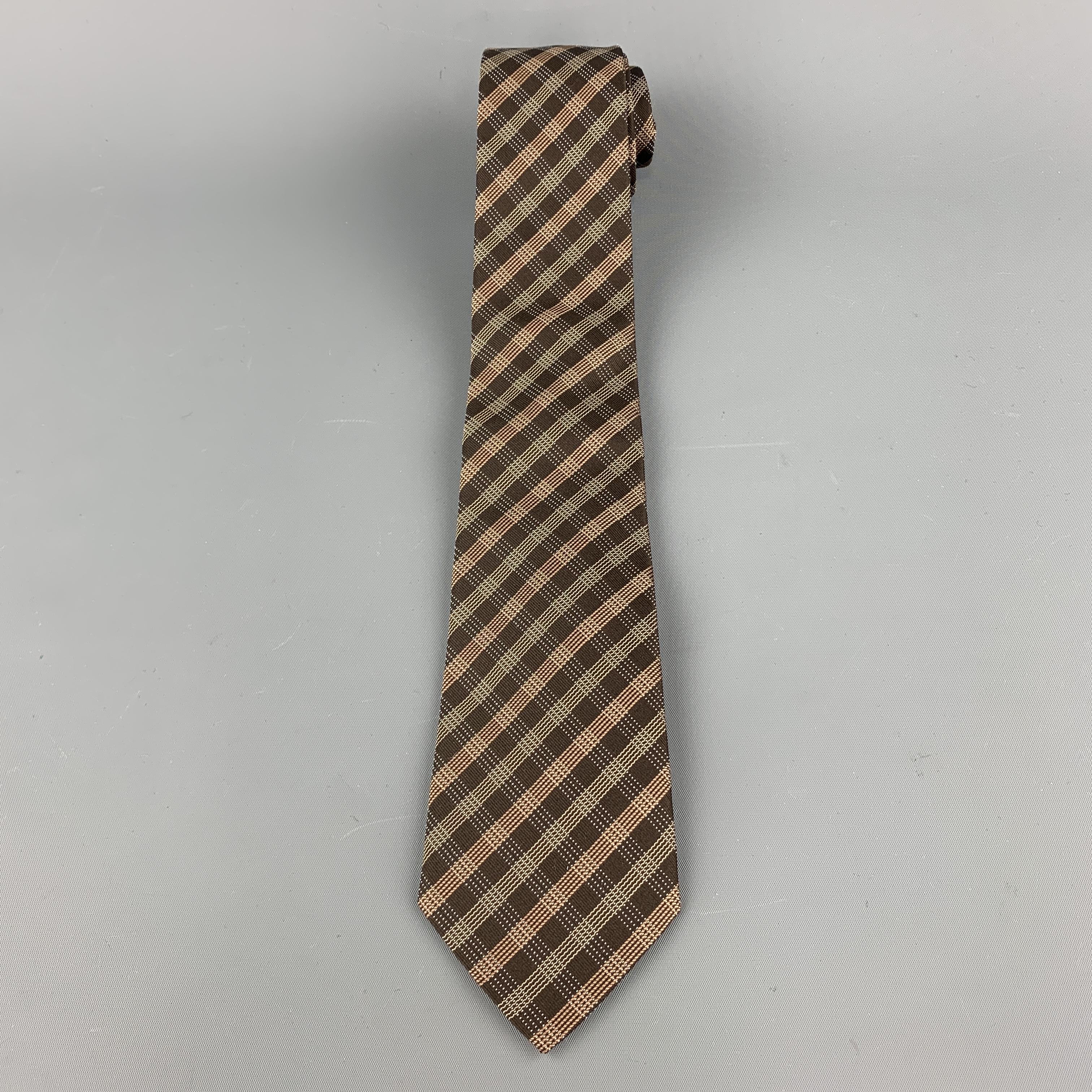 Black ARMANI COLLEZIONI Brown Plaid Silk Skinny Tie