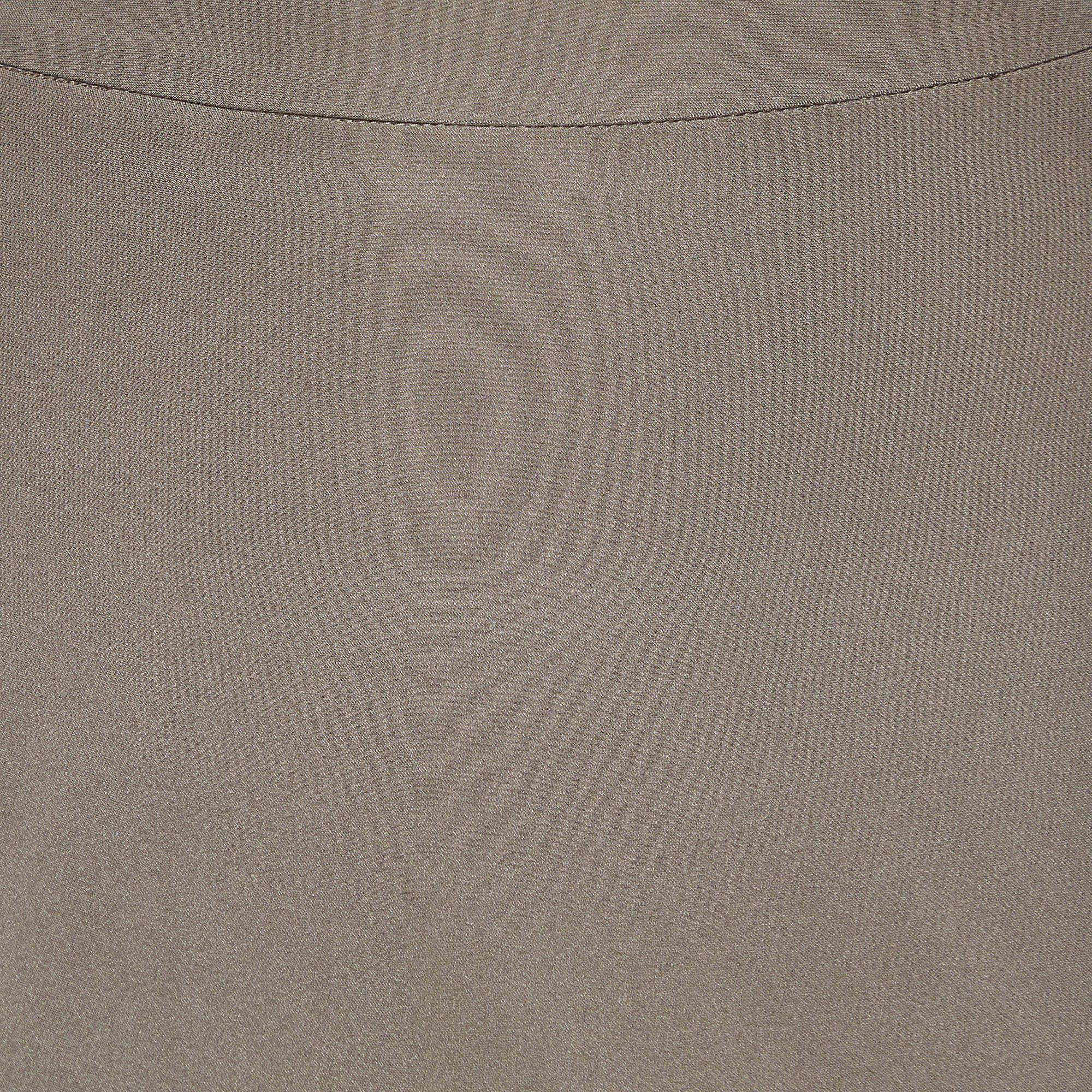 Armani Collezioni Falda lápiz de crepé de seda marrón M Gris en venta