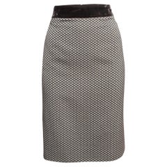 Armani Collezioni Brown Velvet Trim Check Jacquard Pencil Skirt XL