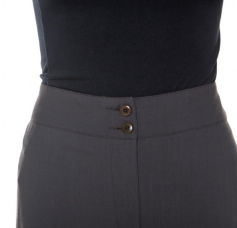 Noir Armani Collezioni Pantalon large en laine marron L en vente