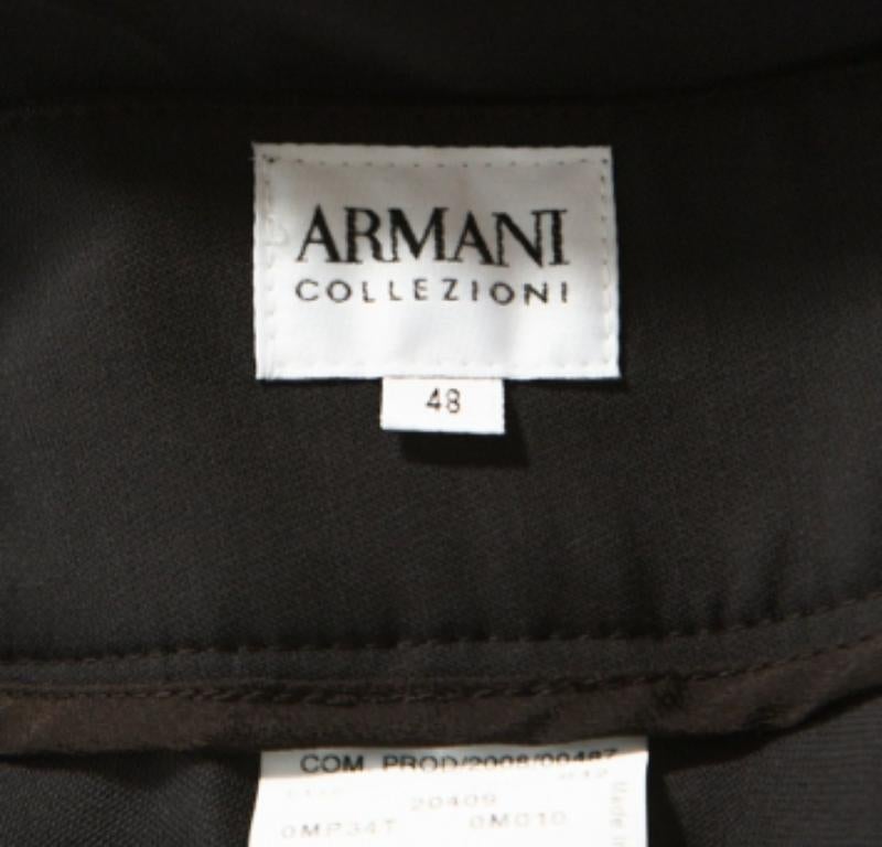 Armani Collezioni Pantalon large en laine marron L Bon état - En vente à Dubai, Al Qouz 2