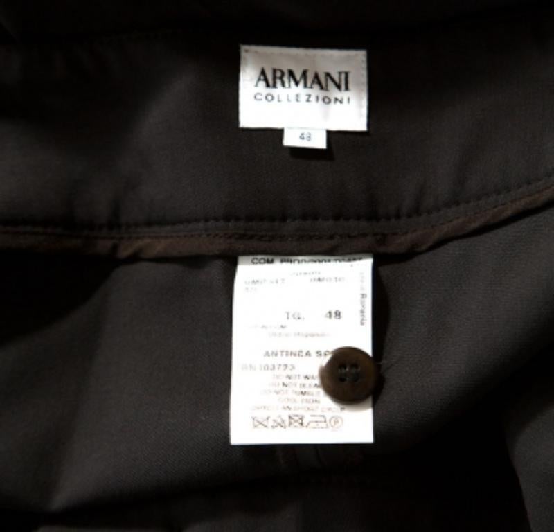 Armani Collezioni Pantalon large en laine marron L Pour femmes en vente