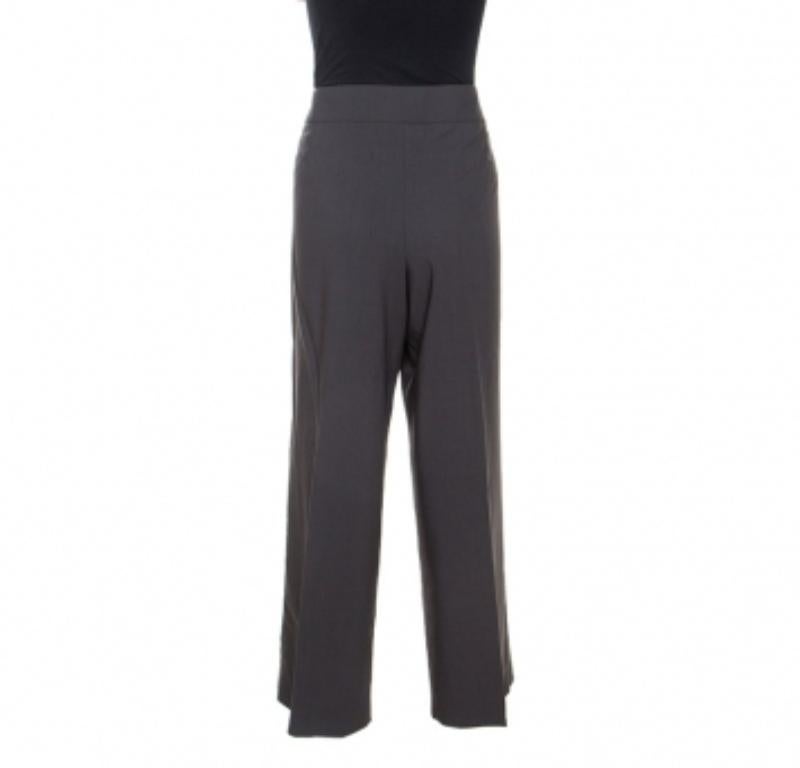 Armani Collezioni Pantalon large en laine marron L en vente 2