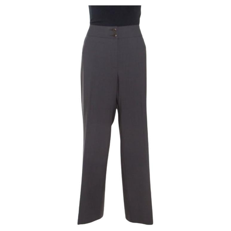 Armani Collezioni Pantalon large en laine marron L en vente
