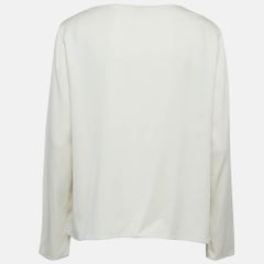 Armani Collezioni Cream Satin Silk Ruffled Blouse L