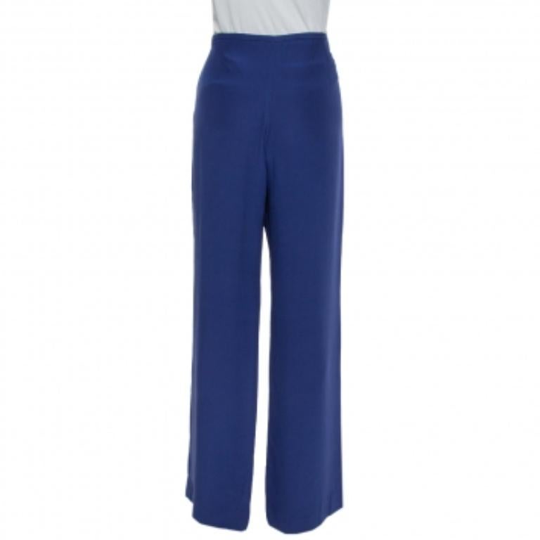 Pantalon large Armani Collezioni bleu foncé, taille M en vente 1