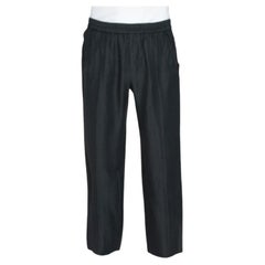 Armani Collezioni Dark Green Linen Blend Elasticized Waist Trouser XL