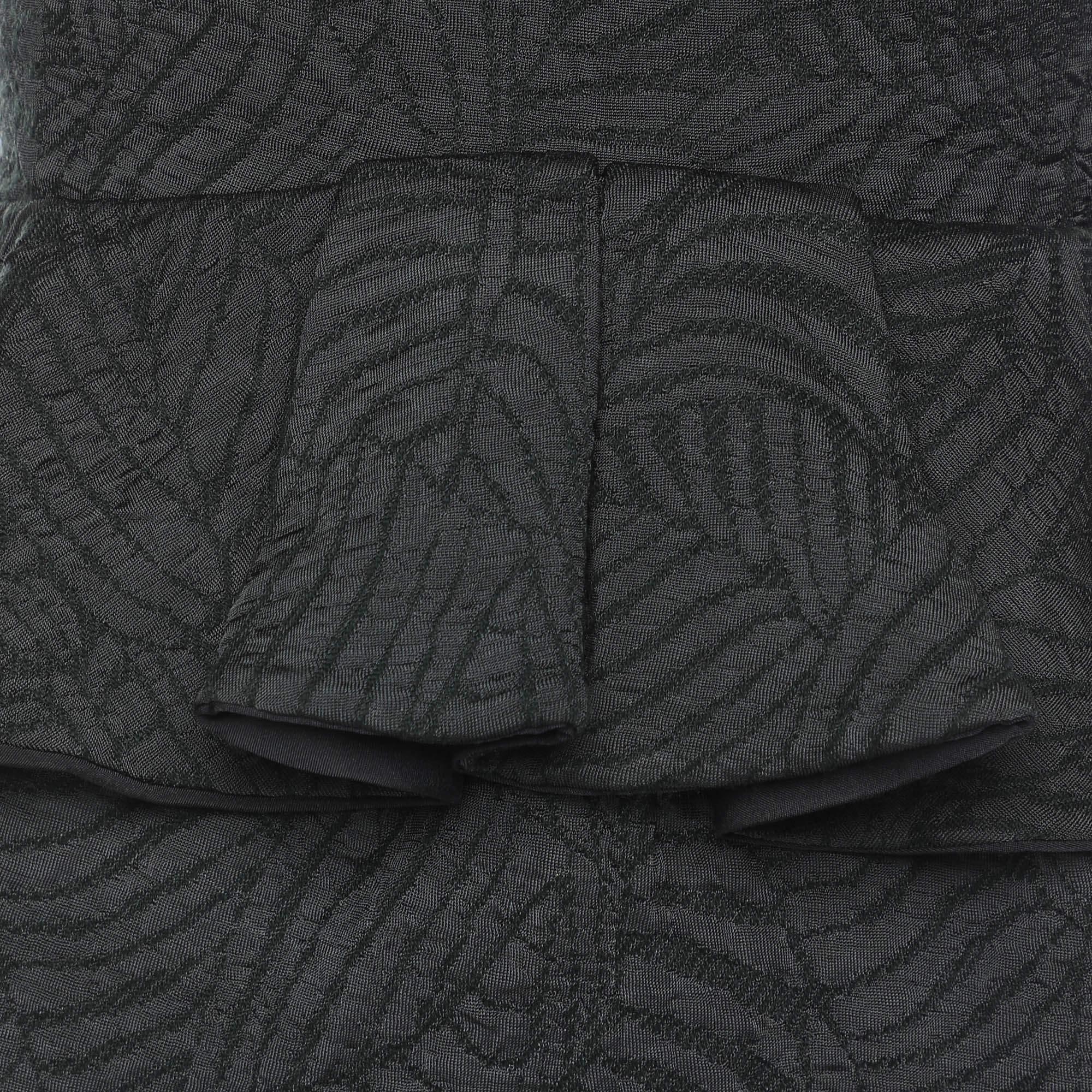 Armani Collezioni Dunkelgraues Midikleid aus Jacquard M (Schwarz) im Angebot