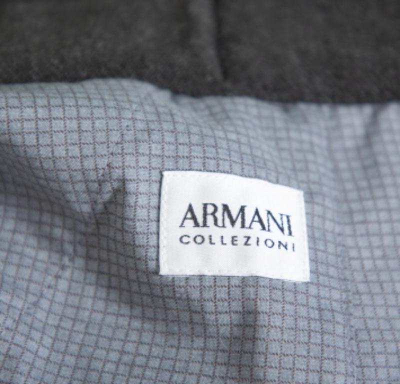 Men's Armani Collezioni Dark Grey Knit Striped Pattern Tapered Trousers 3XL For Sale