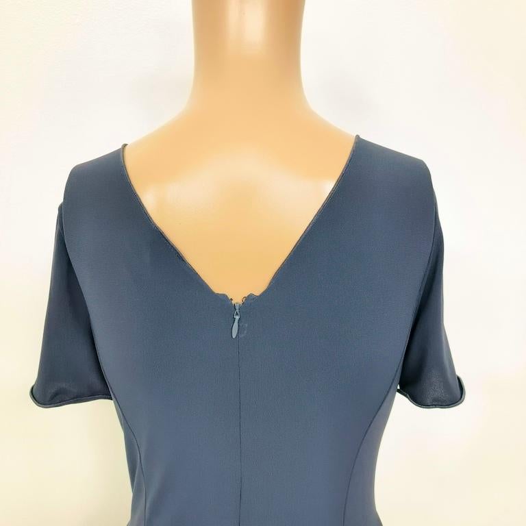 Armani Collezioni Draped Navy Jersey Midi Cocktail Dress – IT 44 For Sale 6