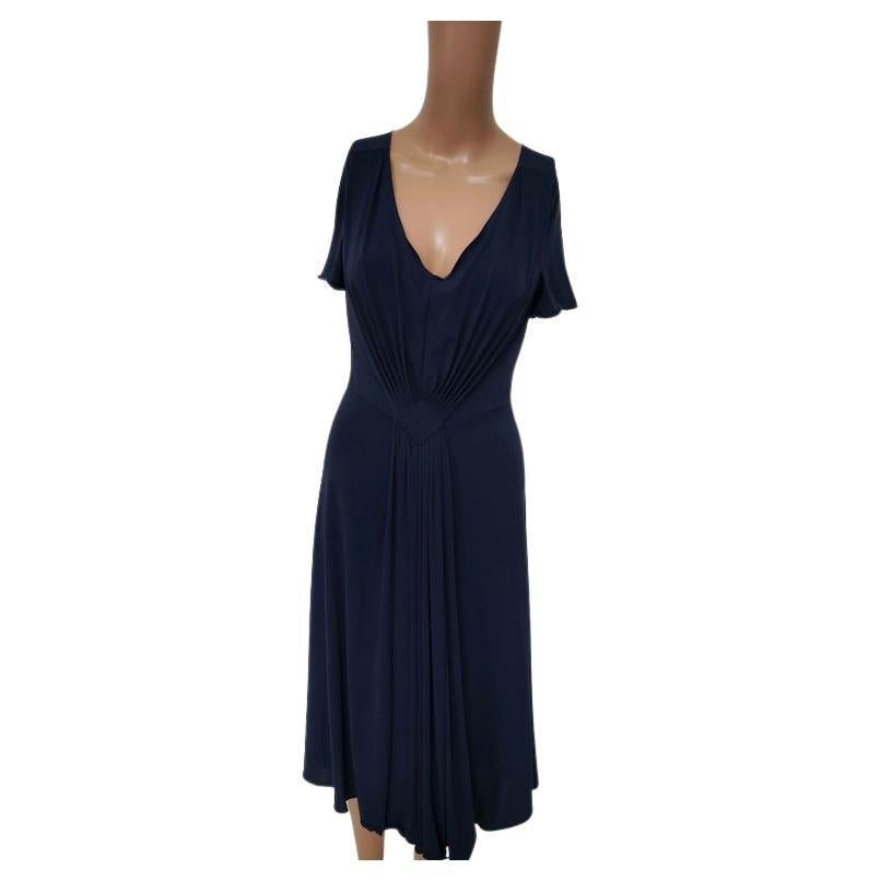 Armani Collezioni Draped Navy Jersey Midi Cocktail Dress – IT 44