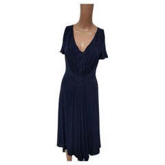 Armani Collezioni Draped Navy Jersey Midi Cocktail Dress – IT 44