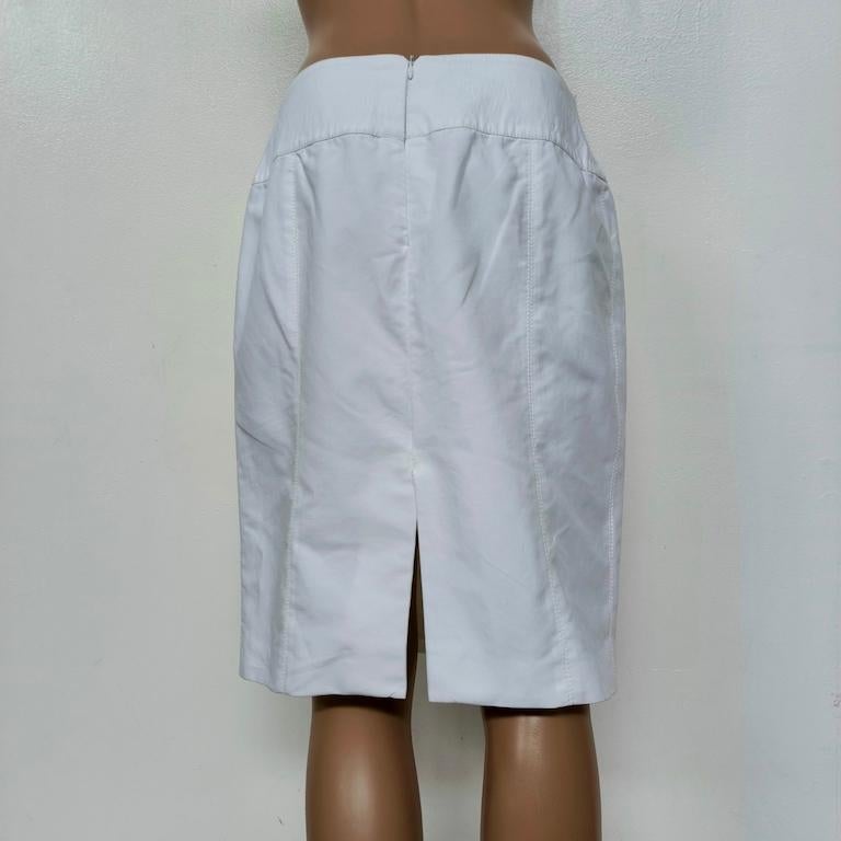 Armani Collezioni – Gonna tubino bianca in cotone, vita alta, IT 44 en venta 3