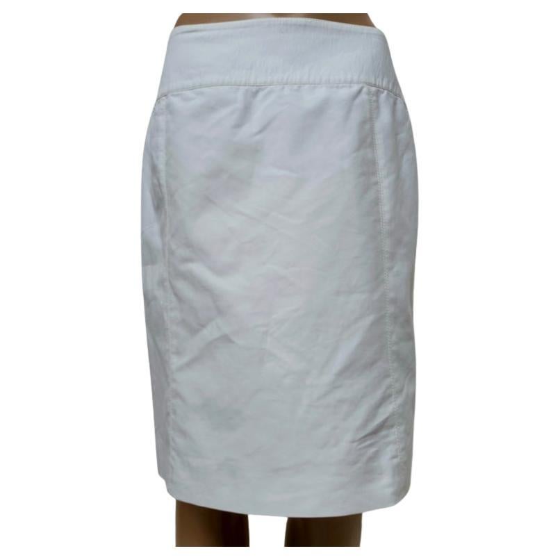 Armani Collezioni – Gonna tubino bianca in cotone, vita alta, IT 44 en venta