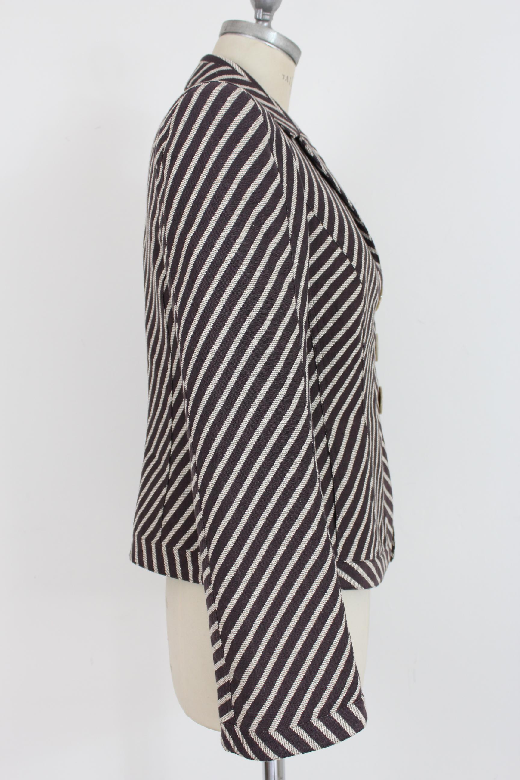Armani Collezioni Gray White Linen Pinstripe Jacket In Excellent Condition In Brindisi, Bt