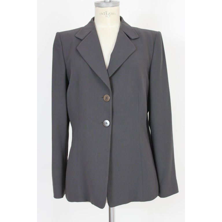 Armani Collezioni Gray Wool Classic Suit Skirt and Jacket 1990s at 1stDibs