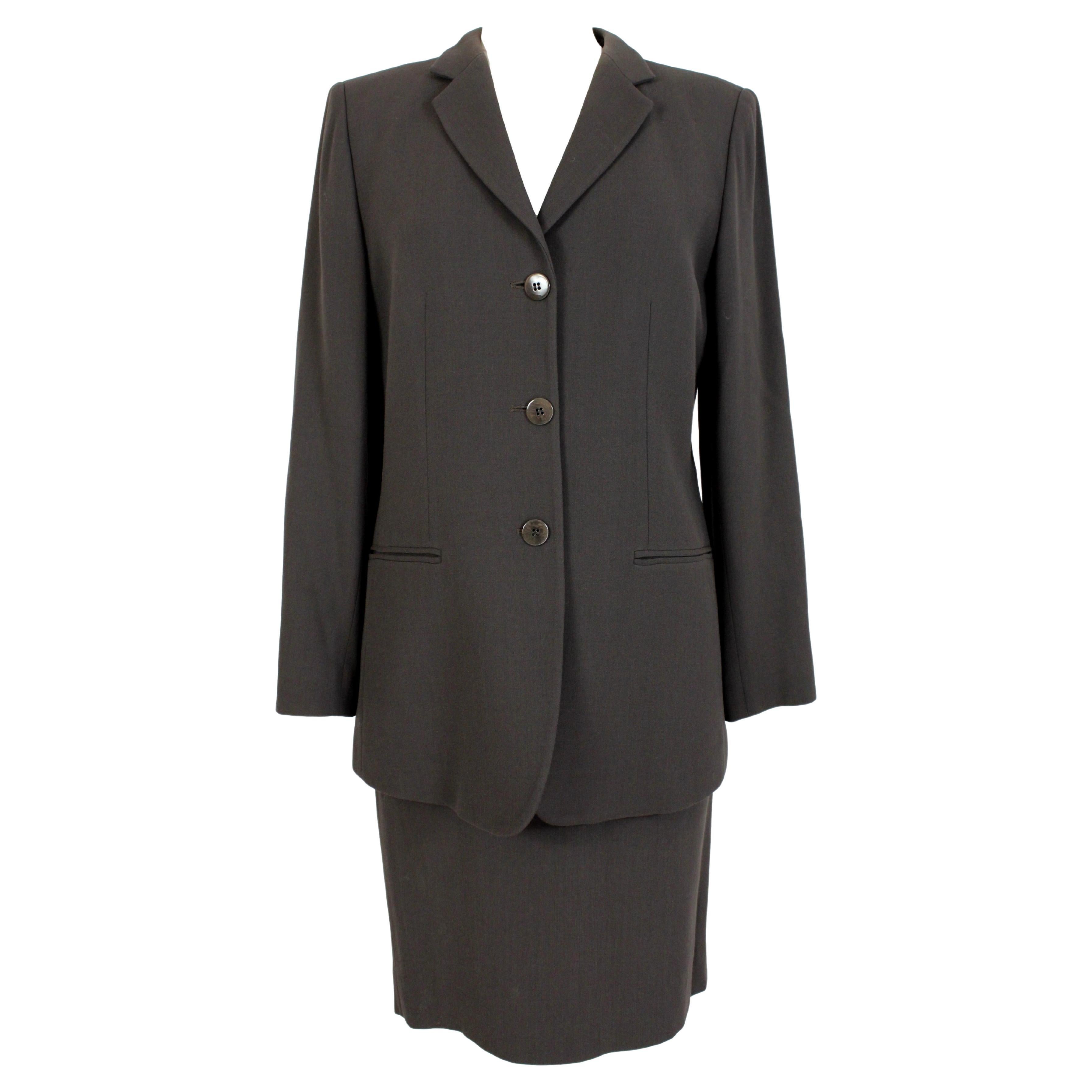 Armani Collezioni Gray Wool Classic Suit Skirt
