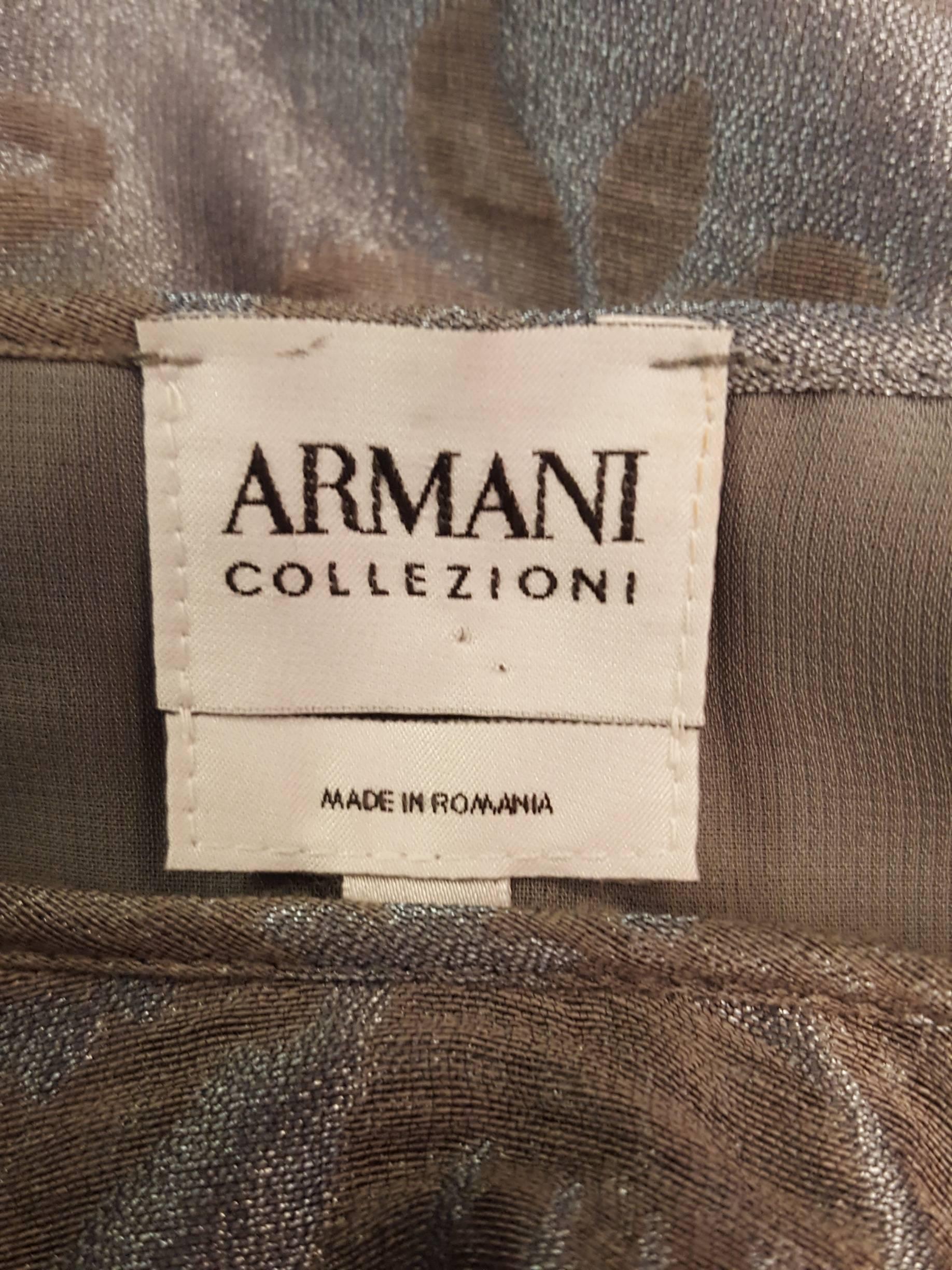 Armani Collezioni Green & Turquoise Viscose Ruffled Blouse For Sale 3