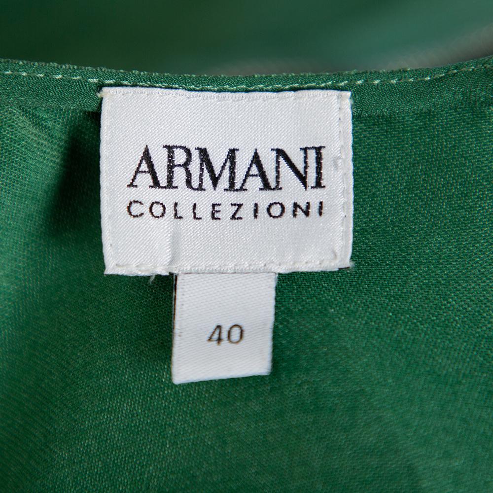 Women's Armani Collezioni Green Cotton Silk Box Pleated Short Dress S