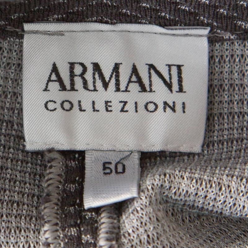 Armani Collezioni Grey Chevron Jacquard Floral Applique Ruffled Trim Jacket XL 1