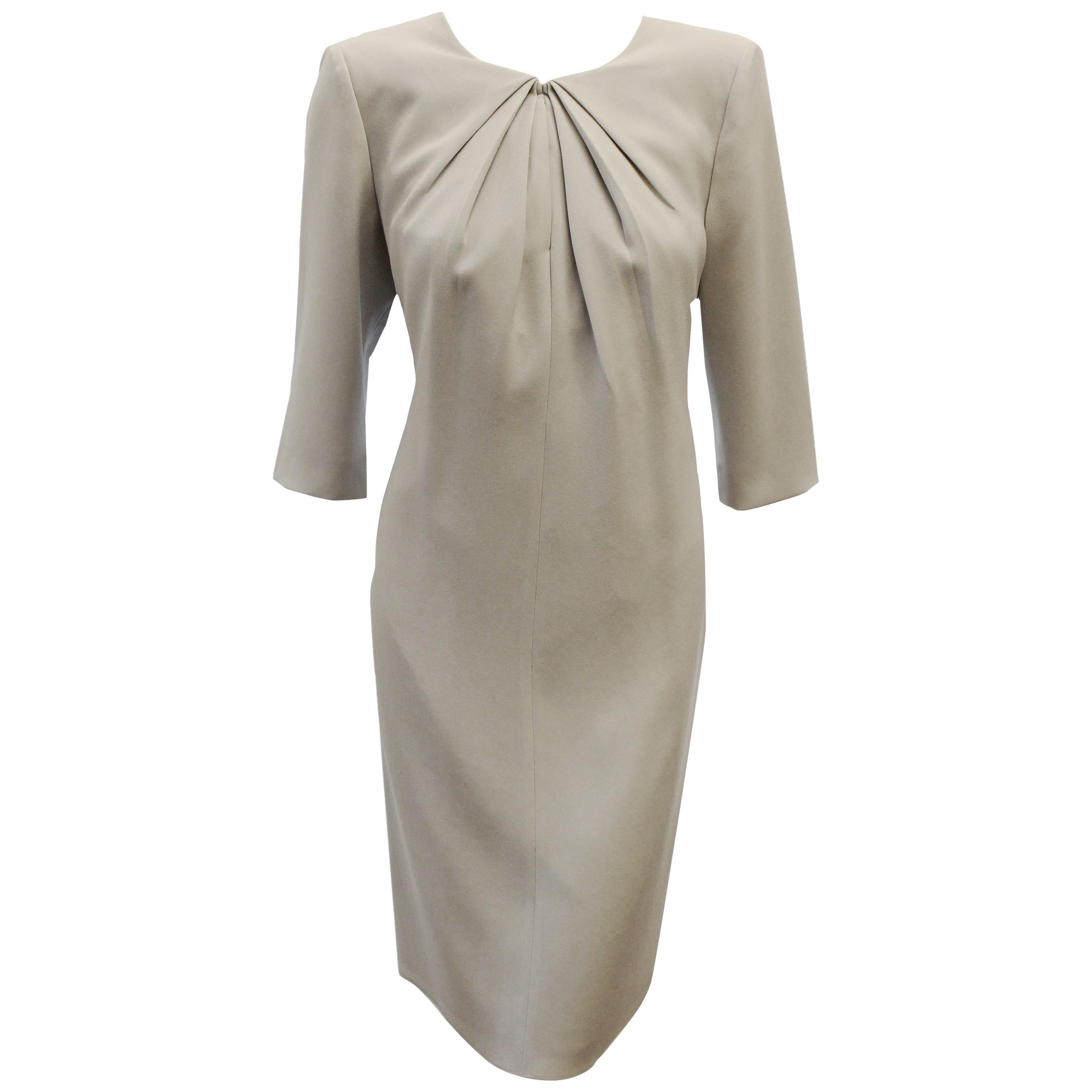 Armani Collezioni Grey Gathered Dress  For Sale
