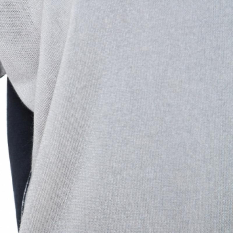 Armani Collezioni Graues Kurzarm-Oberteil aus Strick mit Kontrastrücken-Details Damen im Angebot