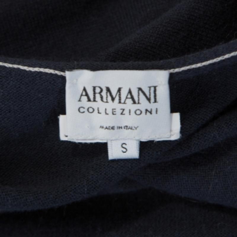 Armani Collezioni Graues Kurzarm-Oberteil aus Strick mit Kontrastrücken-Details im Angebot 1
