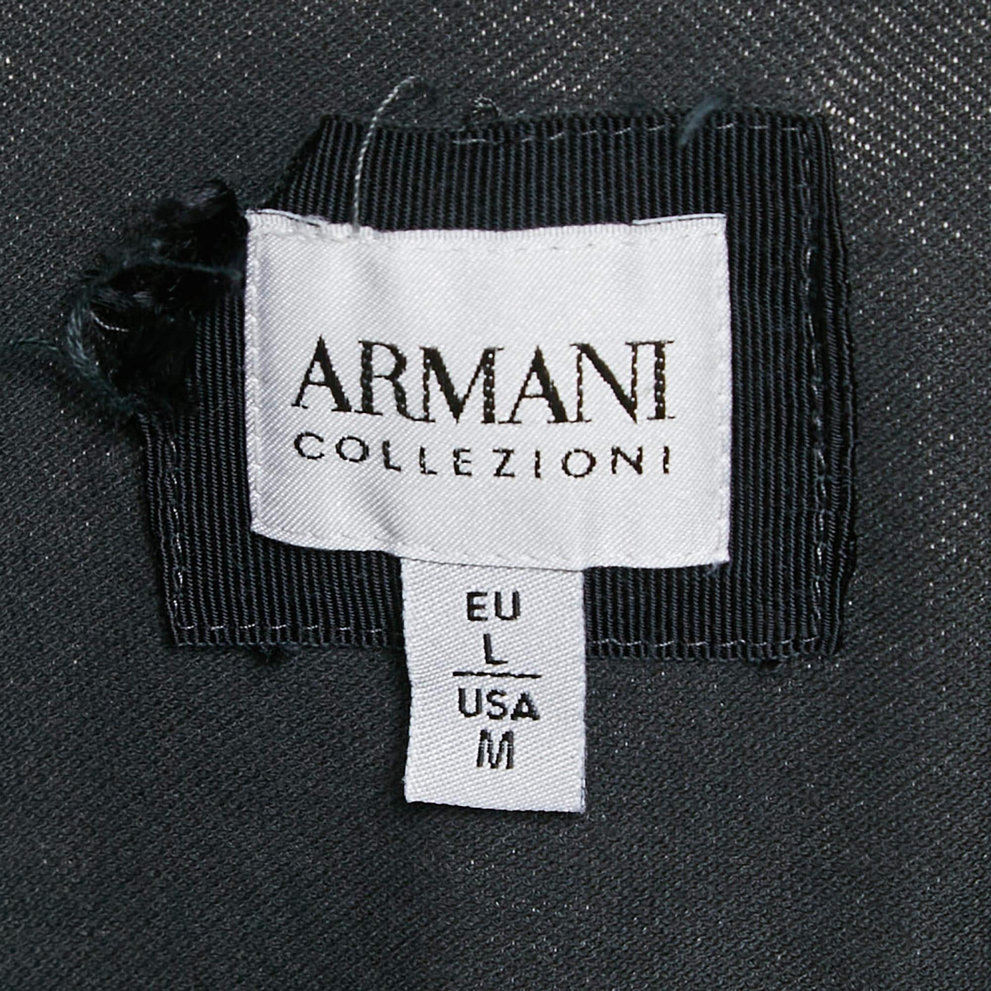 Armani Collezioni Grey Logo Embroidered Cotton Pique Polo T-Shirt L In Good Condition For Sale In Dubai, Al Qouz 2