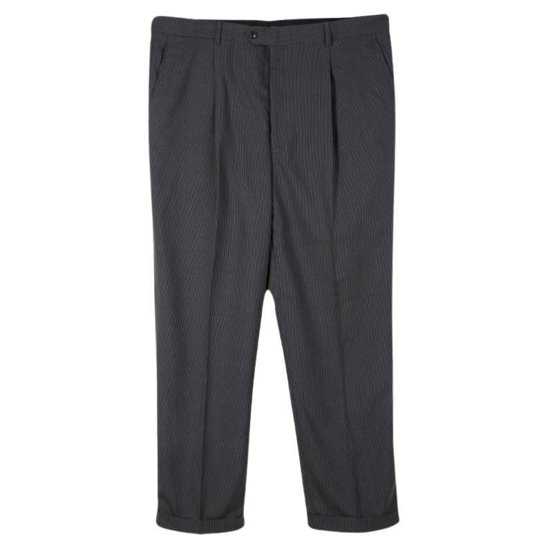 Armani Collezioni Grey Pin Striped Regular Fit Trousers XXXL For Sale