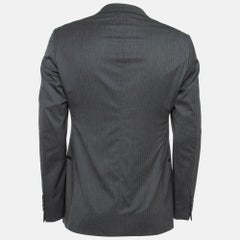 Armani Collezioni Grey Pinstripe Single Breasted Blazer M