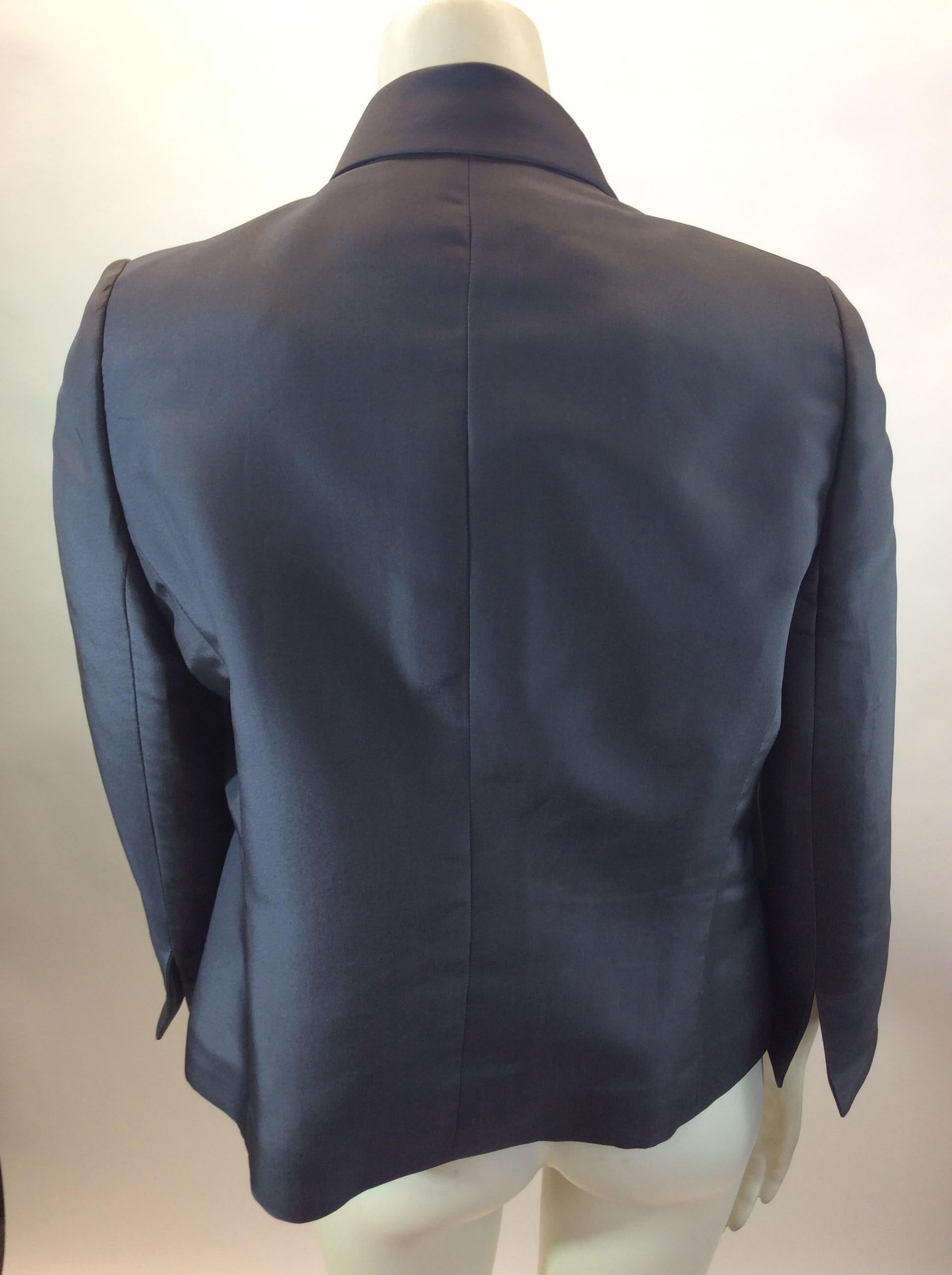 Black Armani Collezioni Grey Silk Jacket For Sale