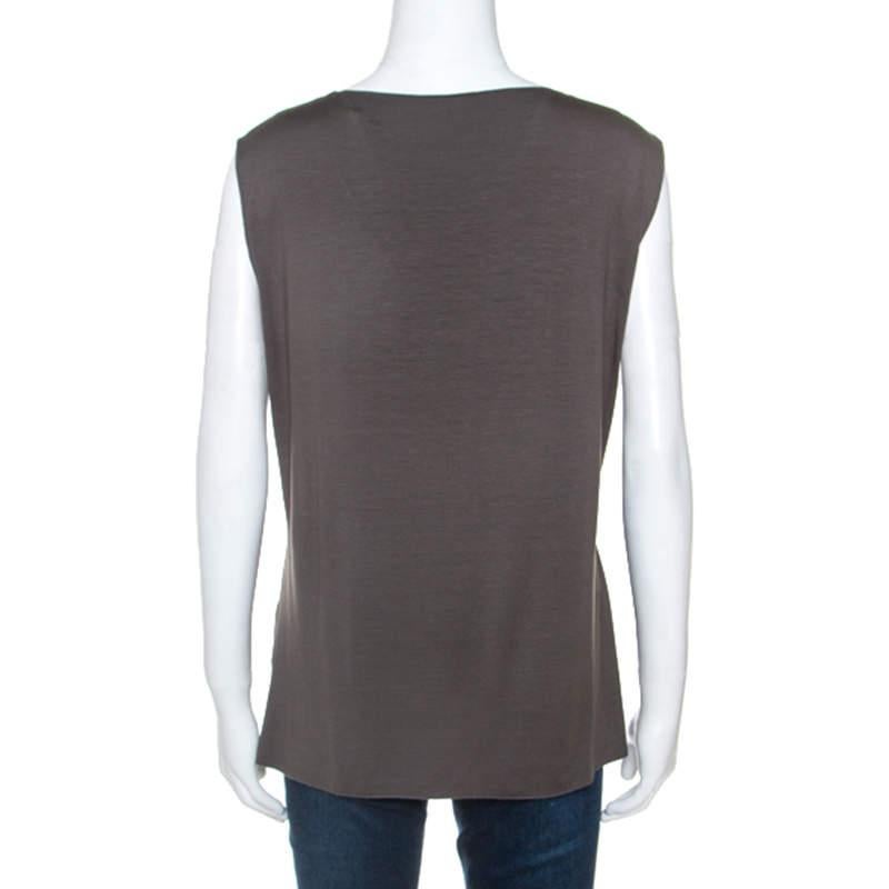 Black Armani Collezioni Grey Stretch Knit Sleeveless Top L