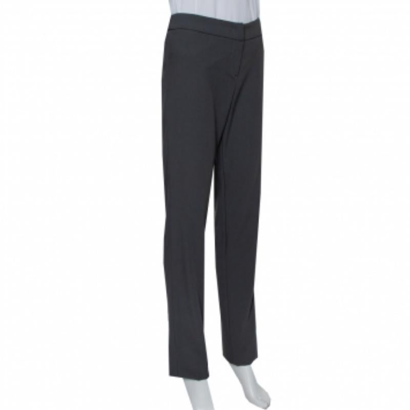 Armani Collezioni Grey Wool Classic Trousers S In Good Condition For Sale In Dubai, Al Qouz 2