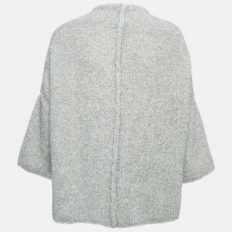 Armani Collezioni Pull boutonné en laine grise M. Pour femmes en vente