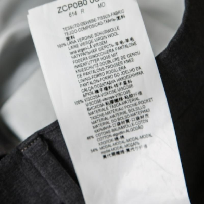 Nero Armani Collezioni Pantaloni sartoriali in lana grigia 4XL in vendita