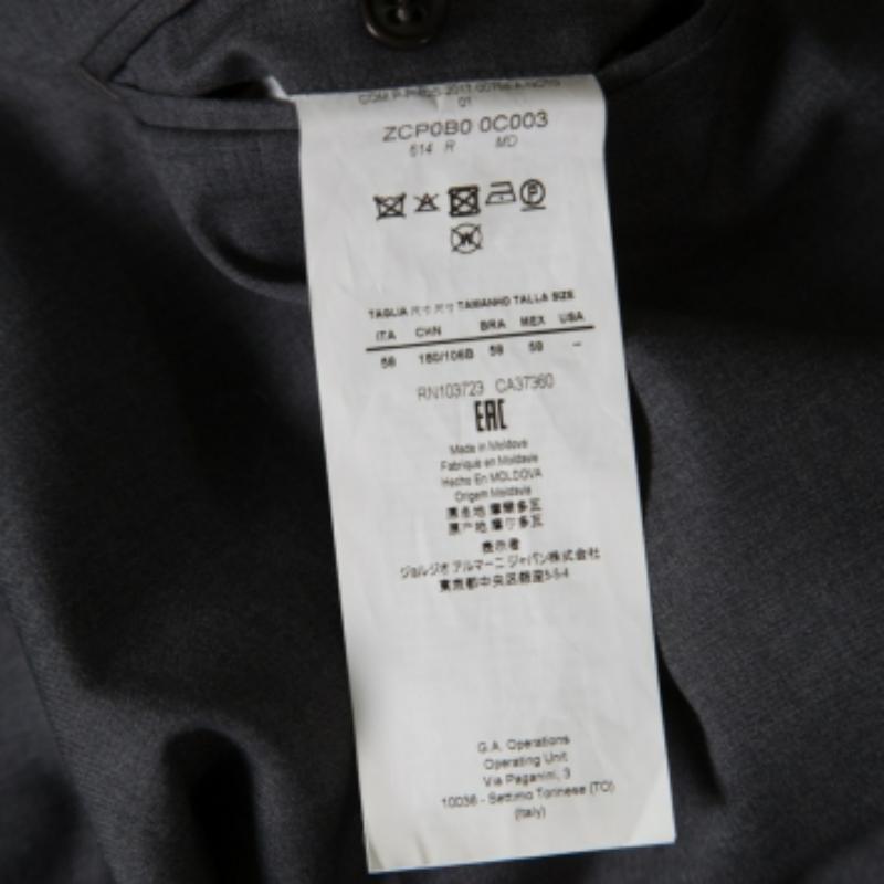 Armani Collezioni Pantaloni sartoriali in lana grigia 4XL In condizioni ottime in vendita a Dubai, Al Qouz 2