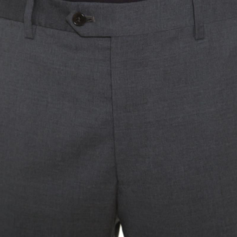 Uomo Armani Collezioni Pantaloni sartoriali in lana grigia 4XL in vendita