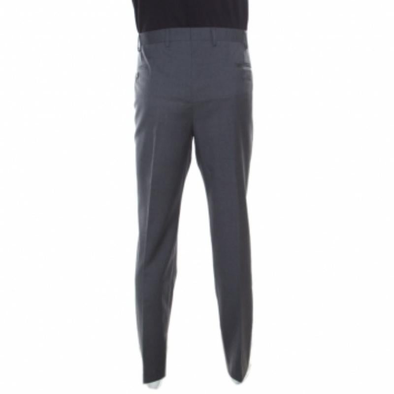 Armani Collezioni Pantaloni sartoriali in lana grigia 4XL in vendita 2