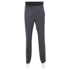 Armani Collezioni Grey Wool Tailored Trousers 4XL