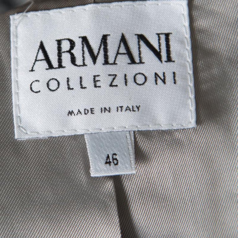Armani Collezioni Houndstooth Patterned Jacquard Three Button Blazer L ...